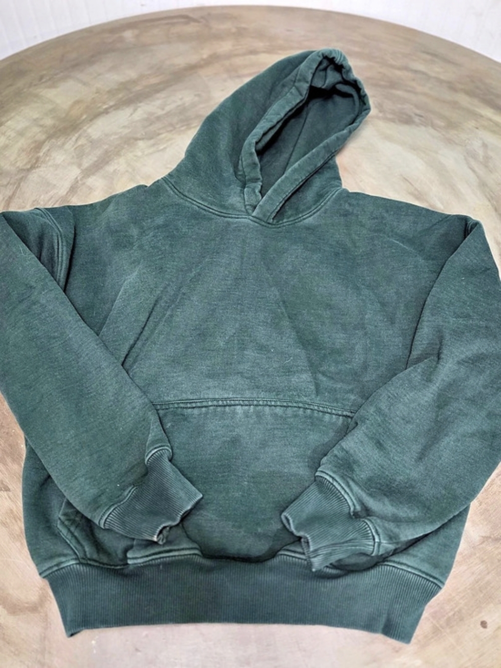 HOURS Drop Shoulder Pullover Hoodie Fleece Hoodie in Green Size Small